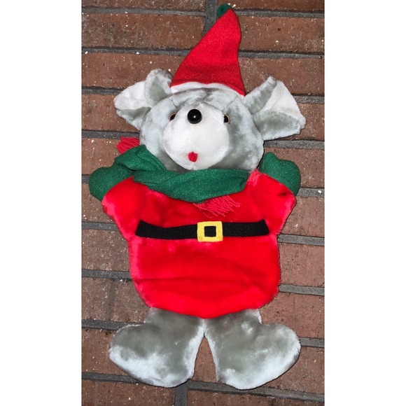 Unbranded Other - Vintage Christmas Mouse Plush Red Santa Suit Stocking 16" Holiday Decor